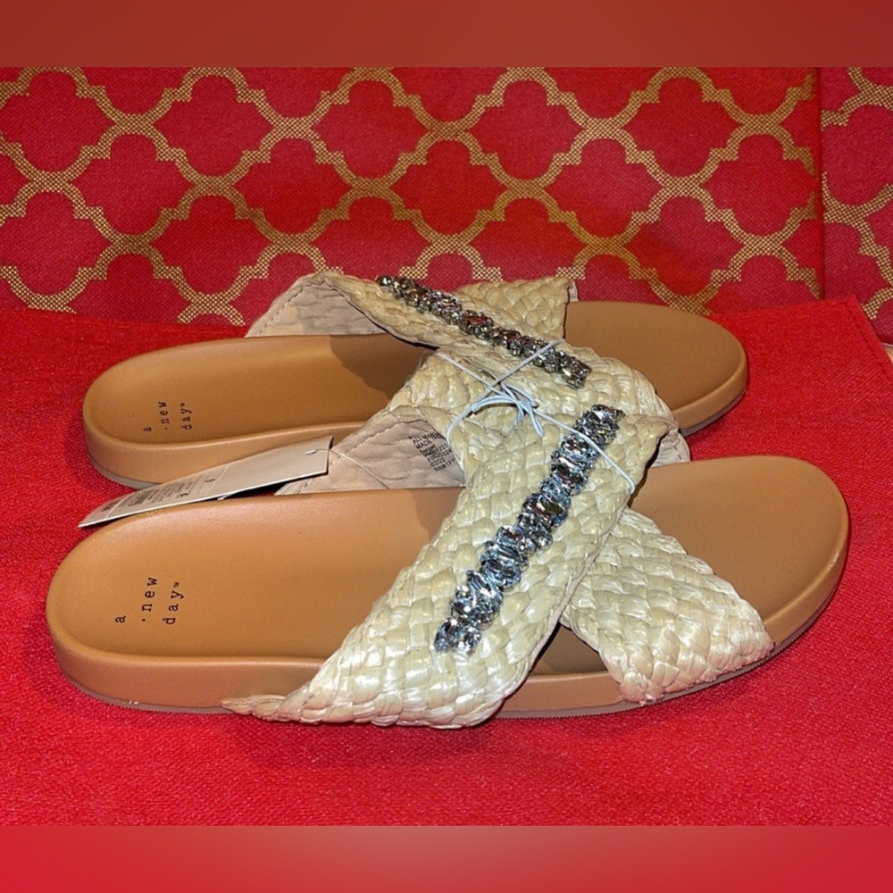 Women's ALMOND Strappy Slide Sandals PHYLIS - A New Day- size 9